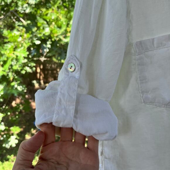 Cloth & Stone Women's White 100% Linen Button Down Top Size S - Picture 4 of 8